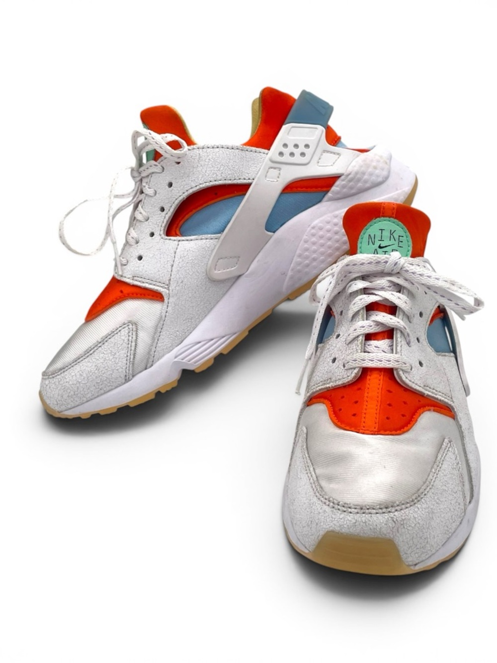 Nike Air Huarache White Orange Blue Men’s Size 9 Sneakers EU 42.5 - Picture 1 of 12